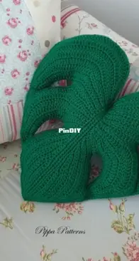 Pippa Patterns - Crochet monstera leaf cushion pattern - monstera pillow