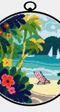Tropical Beach Cross Stitch Pattern by Stitchingland
