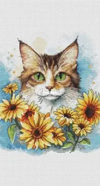 Cat with Sunflowers by Nadezhda Nagornaya