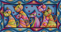 Durene Jones Cross Stitch DJXS2329 Patterned Cats 1