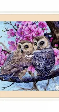 Merejka К-228 Two Owls in Spring Blossom