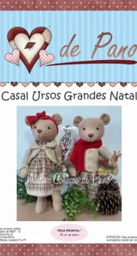 Atelier Coraçao de Pano - Day Carlson - Big Bears Christmas Couple - Casal Ursos Grandes Natal - Portuguese